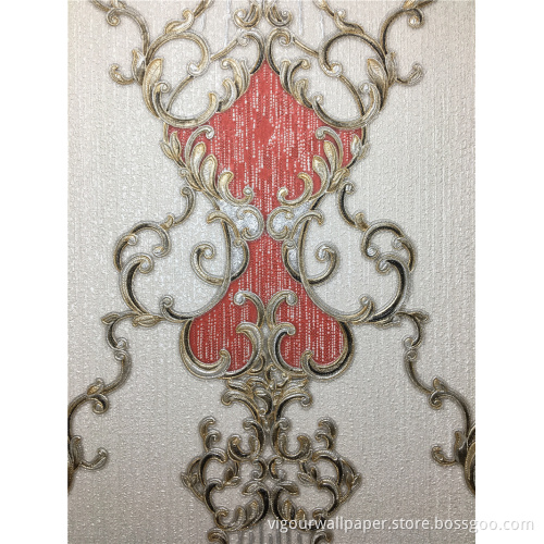 European Wallcovering waterproof damask 3D emboss wallpaper